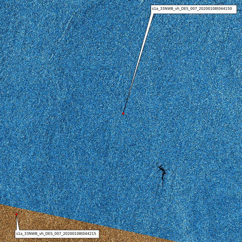 Two orthorectified and exclusive S1 images